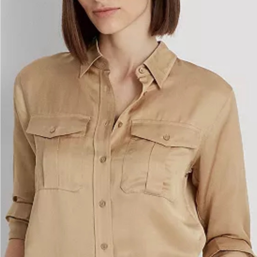 Lauren Ralph Lauren Tan Button Down Shirt
